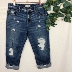 Free People | Distressed Boyfriend Capri | Size 27